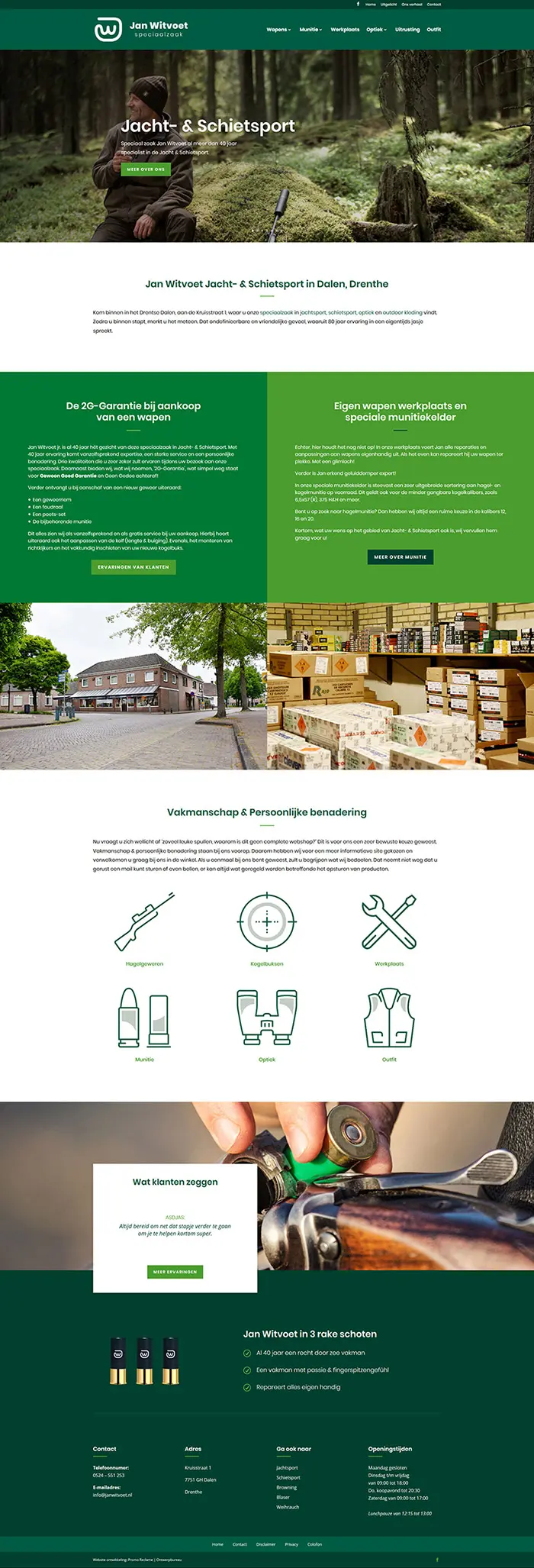 Jan Witvoet Jacht- & Schietsport logo en website ontwerp