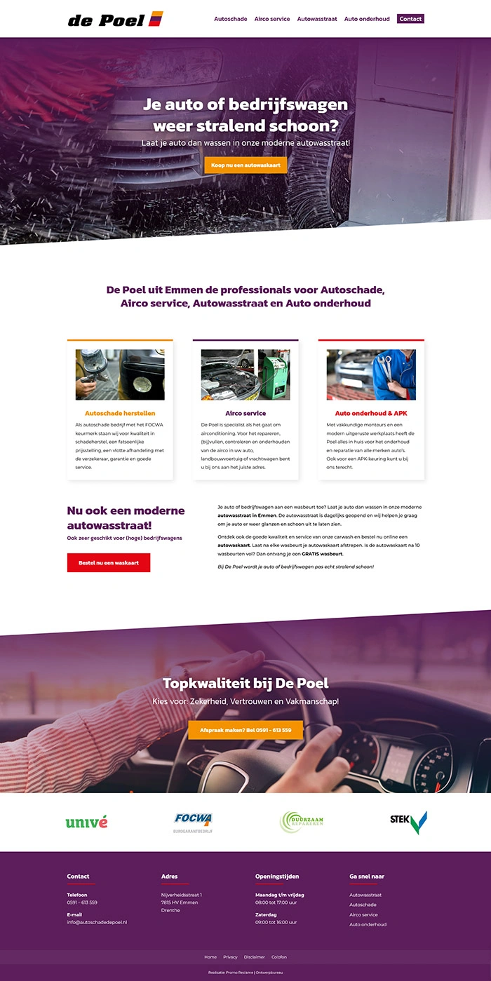 De Poel Autoschade website ontwerp