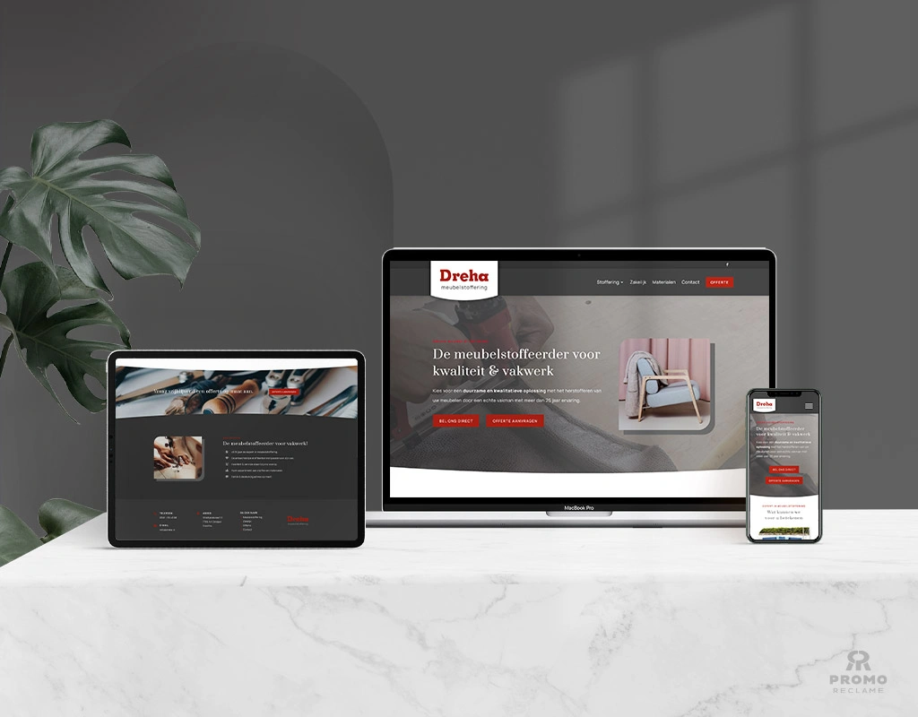 Dreha Meubelstoffering website ontwerp