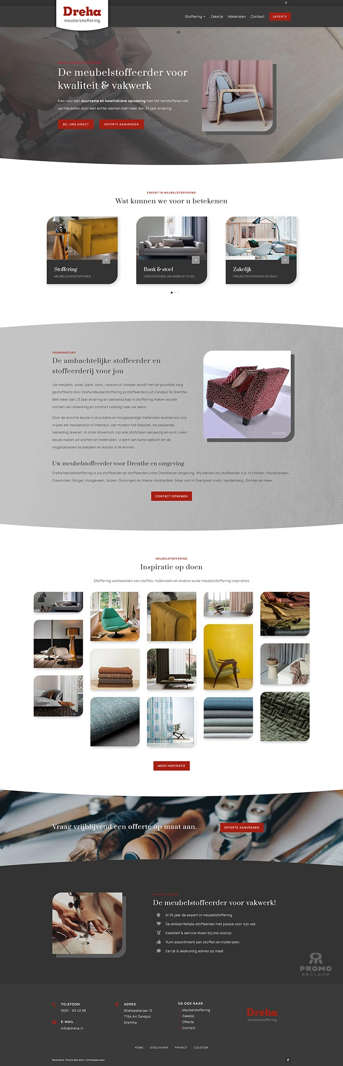 Dreha Meubelstoffering website ontwerp