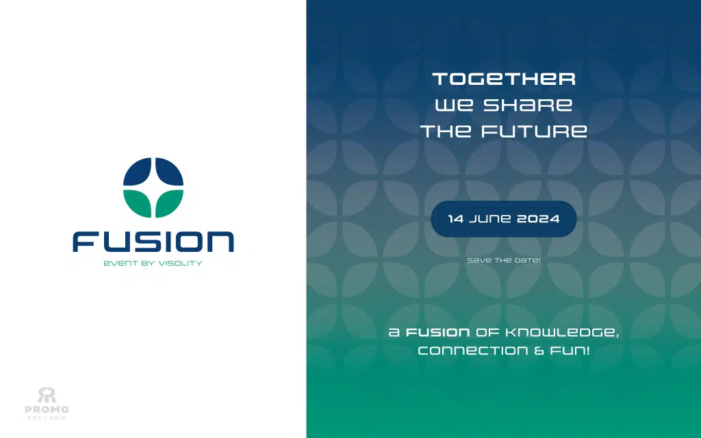 Fusion logo en promotiemateriaal ontwerp