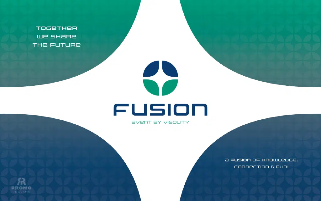 Fusion logo en promotiemateriaal ontwerp