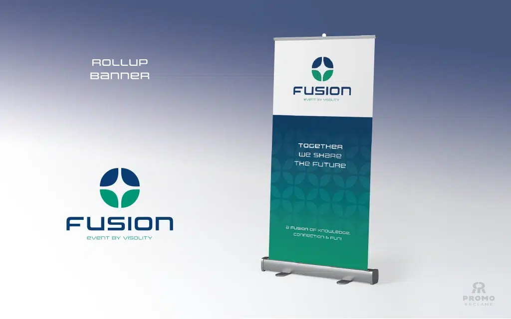 Fusion logo en promotiemateriaal ontwerp